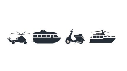 Obraz premium A minimalist vector icon set of transportation