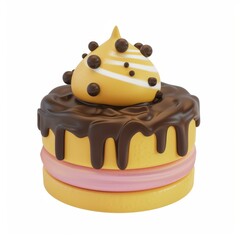  cute sponge cake isolated on white background
