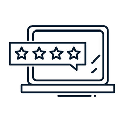 Online review concept five stars. Vector linear icon isolated on white background.