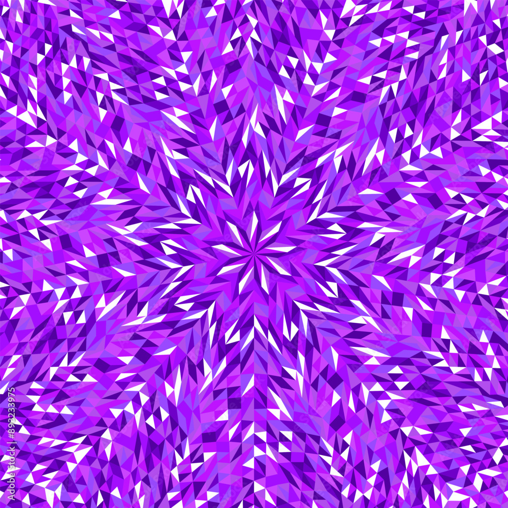 Poster circular mosaic pattern background - polygonal colorful hypnotic psychedelic vector design from geom