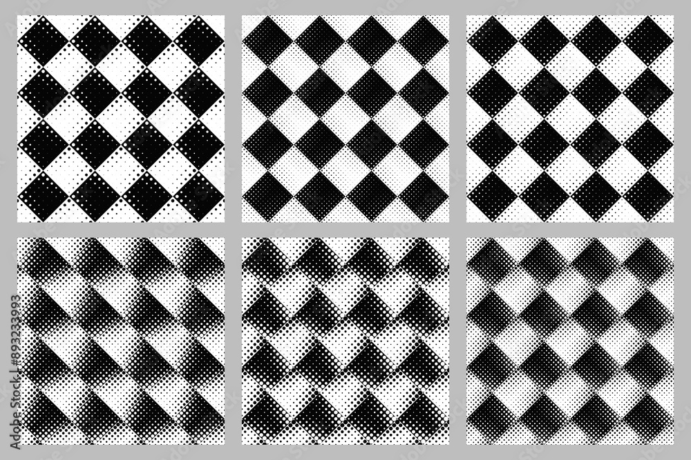 Poster seamless abstract dot pattern background design set - vector graphic