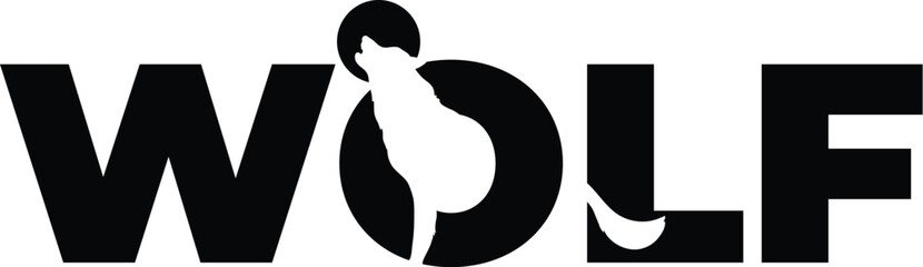 wolf, wolf logo, wolf text, wolf cut out of word, negative space wolf © Byron