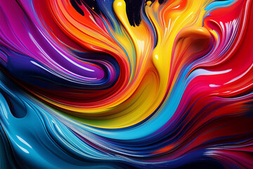 Obraz premium Bright mixing of paints in different bright colors, abstract art pattern.