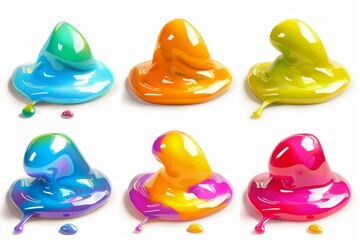 Fototapeta premium Slime toy icon, mucus symbol, color acrylic paint, cream splash, elastic goop, viscous elastic paste