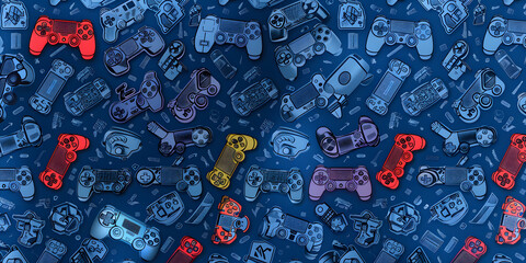 Video game controller background Gadgets seamless pattern