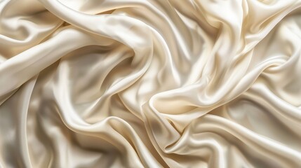 Obraz premium Luxurious fabric, beautiful background with drapery and wavy ivory folds, is a smooth silk satin material.