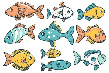 Fish flat icon, mackerel shape, minimal fishing symbol, tuna silhouette, salmon sign, color fish