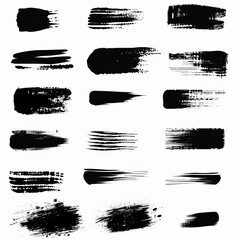 Brush stroke icon, paintbrush smear isolated, brushstroke painted texture, ink paint shape, splash stain set
