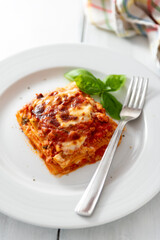 Lasagne al forno, cibo italiano, gastronomia europea 