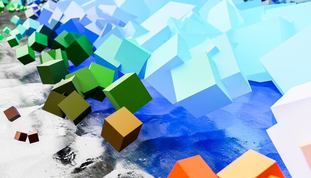3D rendering of colorful cubes