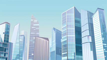 Fototapeta premium A futuristic skyscraper with a sleek, reflective glass facade rising against a clear blue sky, showcasing modern urban architecture and advanced design