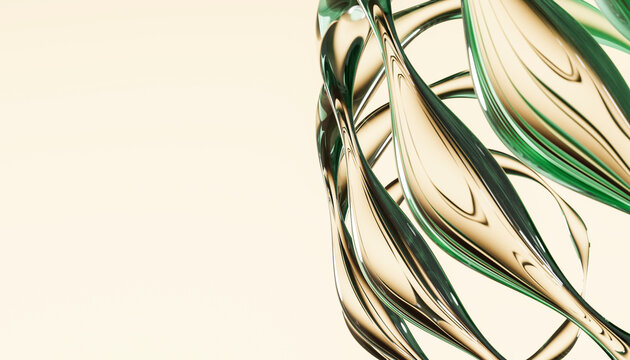 3D render of chrome liquid abstract flowing design