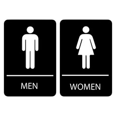 Men's and women's restroom signs.
