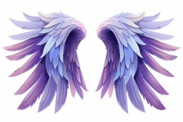 Obraz premium Wings icon, angel wings emblem, bird feathers silhouette, pigeon sign, spirituality symbol, elegance flight