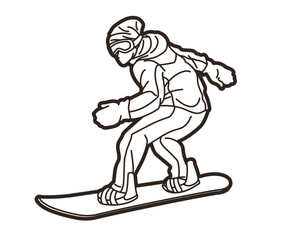 Snowboard Player Action Extreme Sport Snowboarder Pose Cartoon Graphic Vector