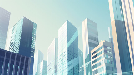 Fototapeta premium A futuristic skyscraper with a sleek, reflective glass facade rising against a clear blue sky, showcasing modern urban architecture and advanced design