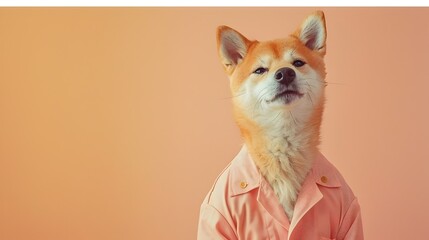 Obraz premium Surreal of Shiba Inu Dog Wearing Kawaii Pajamas on Pastel Background