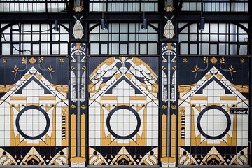 Art Deco Tilework on a Building Facade.