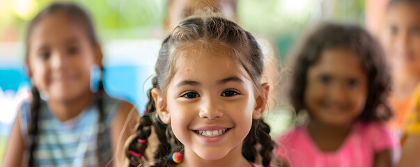 Volunteers tutoring children at an after-school program, educational and supportive environment, community service, copy space for text.