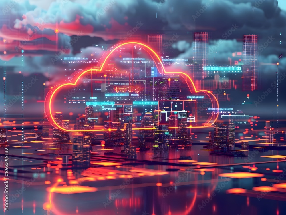 Poster digital cloud native applications and microservices architecture concept