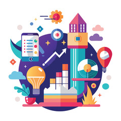 Business growth, development, innovation concept illustration.