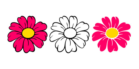 Logo jardín. Grupo de flor tipo margarita con línea exterior y relleno  © teracreonte