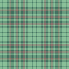 Plaid seamless pattern in green. Check fabric texture. Vector textile print.