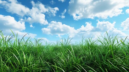Obraz premium Matrix Meadow Vibrant digital grass blades shimmering under a simulated sky, a perfect blend of virtual and natural