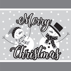 christmas greeting card with cute snowman