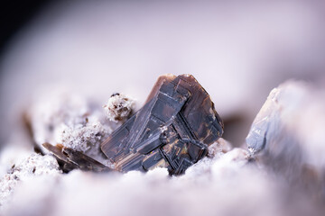 Phlogopite (magnesium mica) crystals. Micro photography detail texture. Specimen from Nickenicher...
