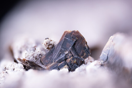Phlogopite (magnesium mica) crystals. Micro photography detail texture. Specimen from Nickenicher Sattel, Germany. close-up polished semi-precious gemstone.