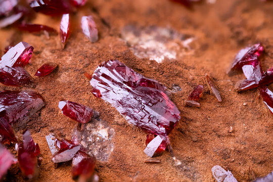 roselite macro photography detail texture. close-up polished semi-precious gemstone. Specimen from Bou Azzer Mine, Amerzgane, Ouarzazate Province, Dr&acirc;a-Tafilalet Region, Morocco 
