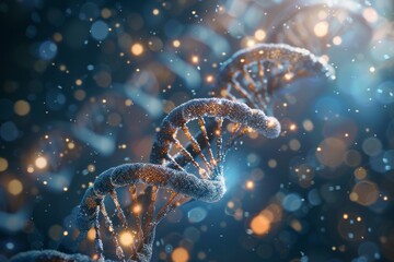 Obraz premium DNA double helix. DNA molecule structure. Medical science research of chromosome DNA genetic biotechnology in human genome cell. Science laboratory experiments analysis and genetic engineering study. 