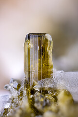 Epidote crystal Micro photography detail texture. Specimen from Peru. close-up polished...