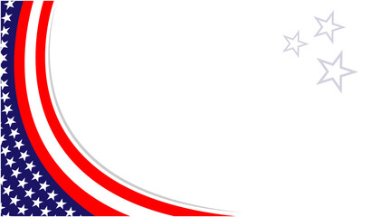 United States flag symbols border wave corner with white empty space for text vector design template.