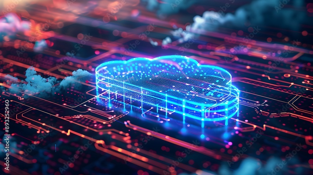 Poster seamless cloud process visualized with efficient data transitioning
