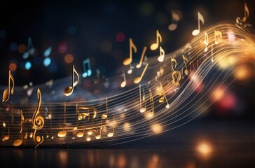 An abstract depiction of musical staves transformed into waves symbolizing sound.