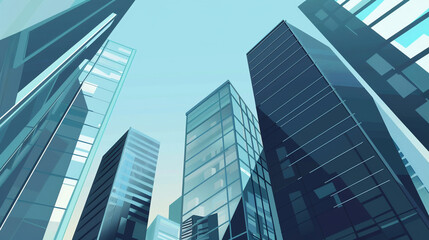 A futuristic skyscraper with a sleek, reflective glass facade rising against a clear blue sky, showcasing modern urban architecture and advanced design