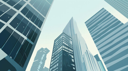 A futuristic skyscraper with a sleek, reflective glass facade rising against a clear blue sky, showcasing modern urban architecture and advanced design