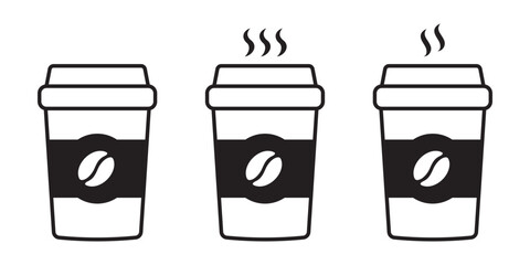 Hot coffee cup icon. Paper coffee cup icon isolated on white background.