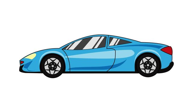Flat design super car moving isolated on white screen - White Screen Super Car