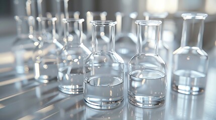 White background with test tubes for scientific experiments.