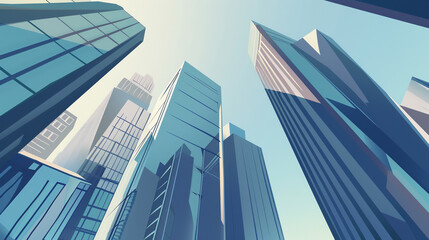 A futuristic skyscraper with a sleek, reflective glass facade rising against a clear blue sky, showcasing modern urban architecture and advanced design