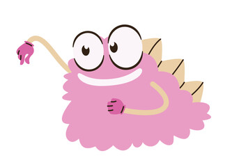 Pink monster with spikes on its back. Funny Halloween character.