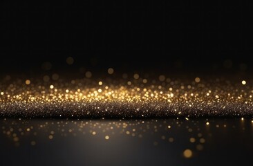 beautiful solemn and festive background for text, black with gold sparkles and shine