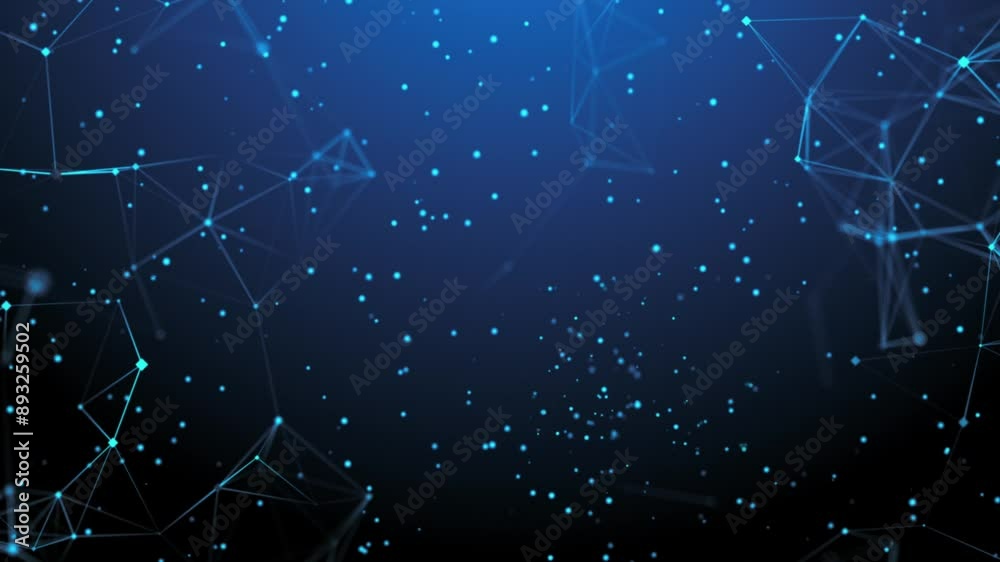 Wall mural digital blue background with dots and lines. abstract futuristic background.
