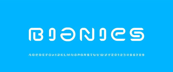 Modern font alphabet from segment line, minimal technology style white letters and numbers, vector illustration 10EPS