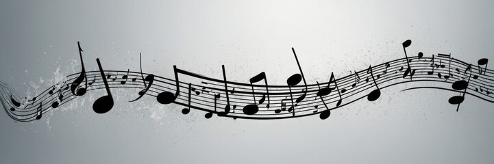 An abstract depiction of musical staves transformed into waves symbolizing sound.