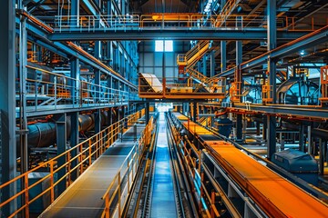 Fototapeta premium Industrial Conveyor System in a Manufacturing Facility