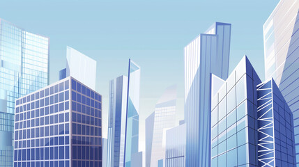 Obraz premium A futuristic skyscraper with a sleek, reflective glass facade rising against a clear blue sky, showcasing modern urban architecture and advanced design